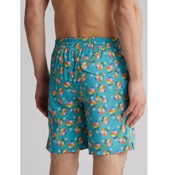 Hurley Rainbow Palm Tree Volley Swim Shorts Trunks Turquoise Men's Size XL - Picture 7 of 7